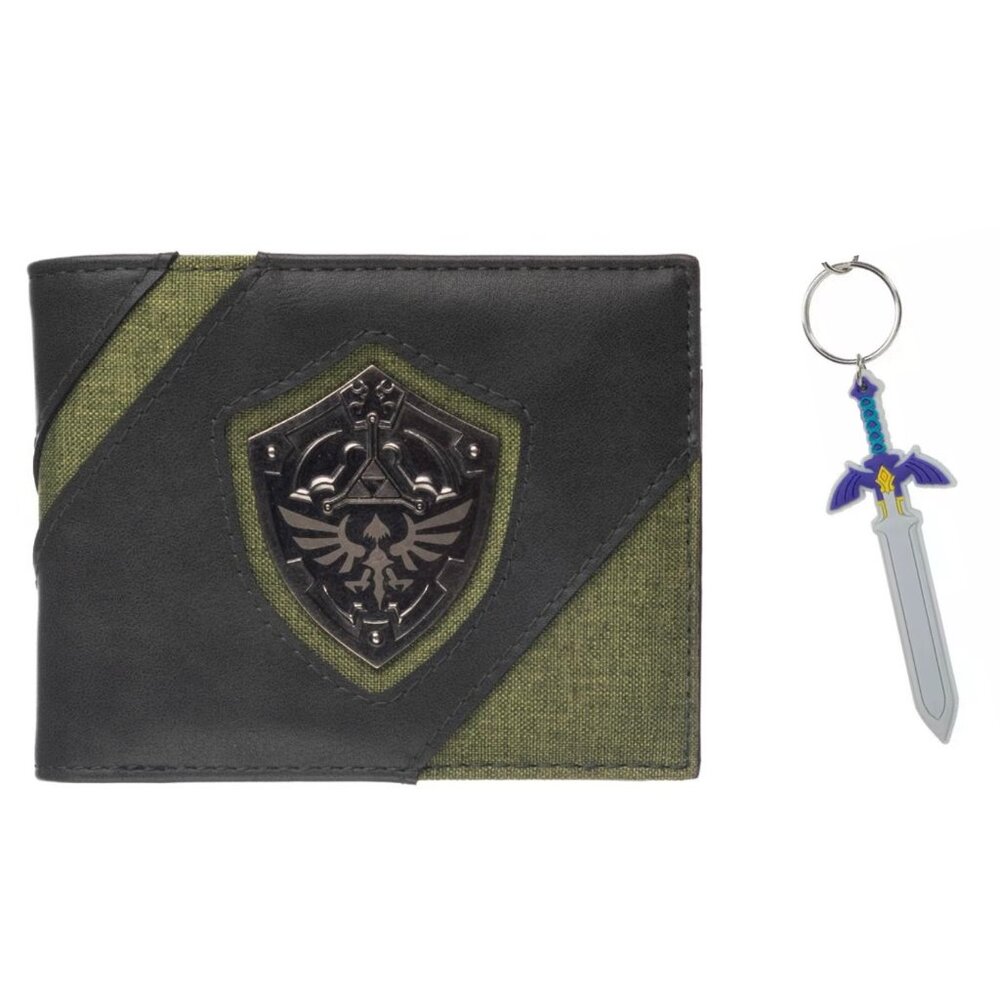 Legend of Zelda Shield Bifold Wallet with Master Sword Keychain